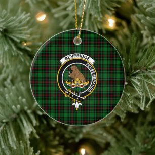 Ornamento De Cerâmica Scottish Clan Beveridge Tartan e Crest