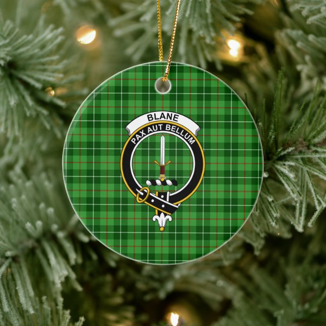 Ornamento De Cerâmica Scottish Clan Blane Tartan e Crest (Árvore)