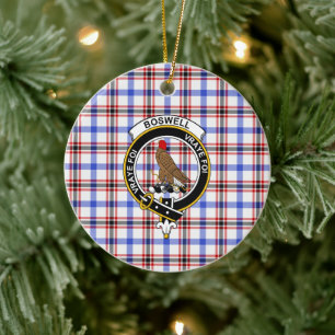 Ornamento De Cerâmica Scottish Clan Boswell Modern Tartan e Crest