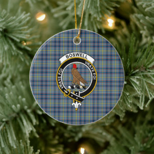 Ornamento De Cerâmica Scottish Clan Boswell Tartan e Crest