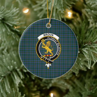 Ornamento De Cerâmica Scottish Clan Broun Tartan e Crest