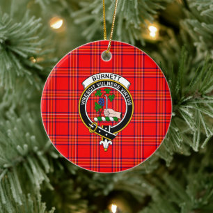 Ornamento De Cerâmica Scottish Clan Burnett Modern Tartan e Crest