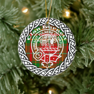 Ornamento De Cerâmica Scottish Clan Burnett Tartan e Crest