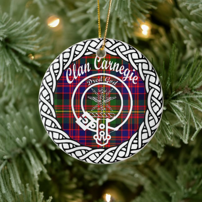 Ornamento De Cerâmica Scottish Clan Carnegie Tartan e Crest (Árvore)