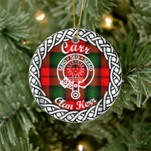 Ornamento De Cerâmica Scottish Clan Carr Tartan e Crest