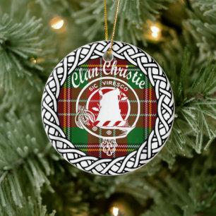 Ornamento De Cerâmica Scottish Clan Christie Tartan e Crest