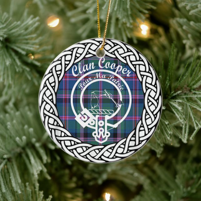 Ornamento De Cerâmica Scottish Clan Cooper Tartan e Crest (Árvore)