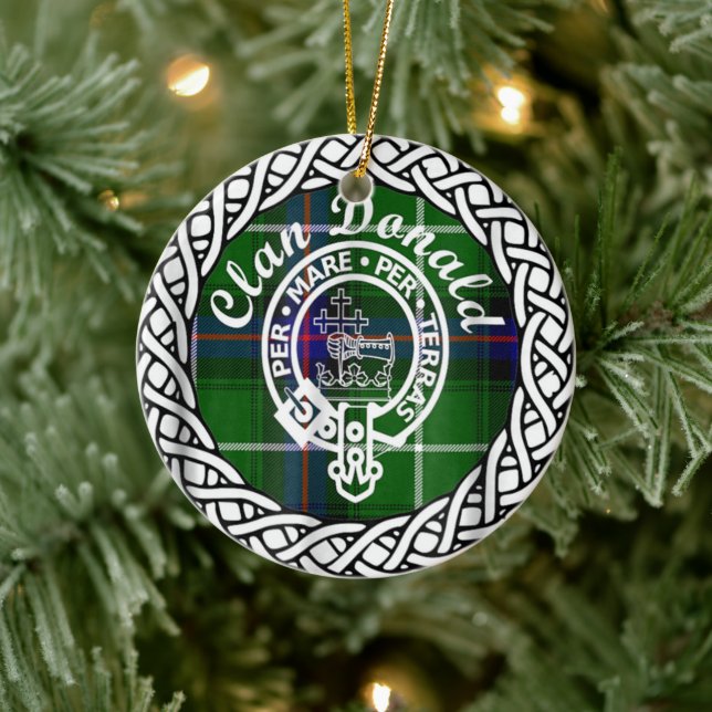 Ornamento De Cerâmica Scottish Clan Donald Tartan e Crest (Árvore)