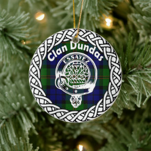 Ornamento De Cerâmica Scottish Clan Dundas Tartan e Crest