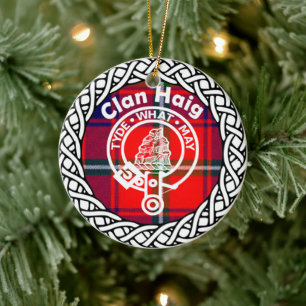 Ornamento De Cerâmica Scottish Clan Haig Tartan e Crest