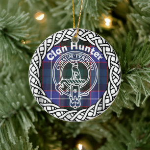 Ornamento De Cerâmica Scottish Clan Hunter Tartan e Crest