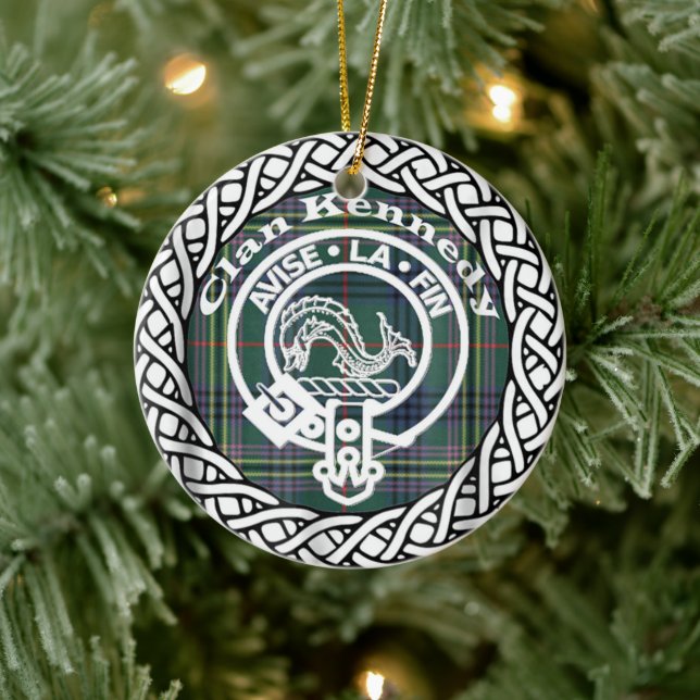 Ornamento De Cerâmica Scottish Clan Kennedy Tartan e Crest (Árvore)