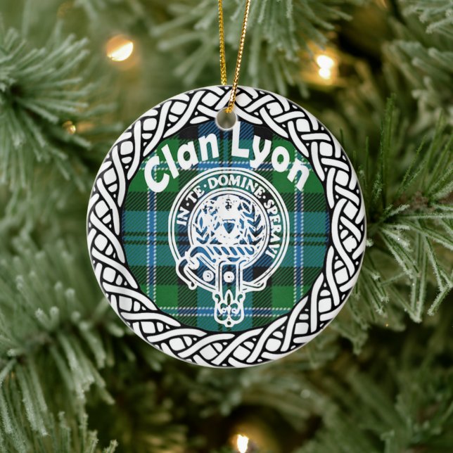 Ornamento De Cerâmica Scottish Clan Lyon Tartan e Crest (Árvore)