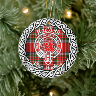 Ornamento De Cerâmica Scottish Clan MacBeth Tartan e Crest