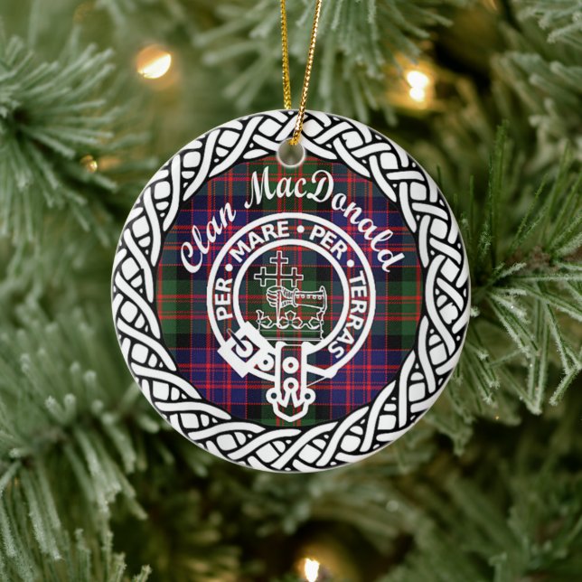 Ornamento De Cerâmica Scottish Clan MacDonald Tartan e Crest (Árvore)