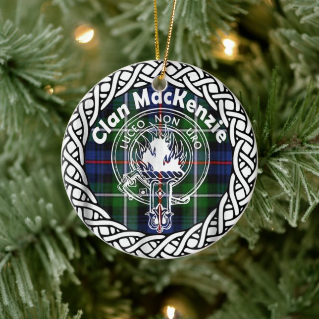Ornamento De Cerâmica Scottish Clan MacKenzie Tartan e Crest (Árvore)