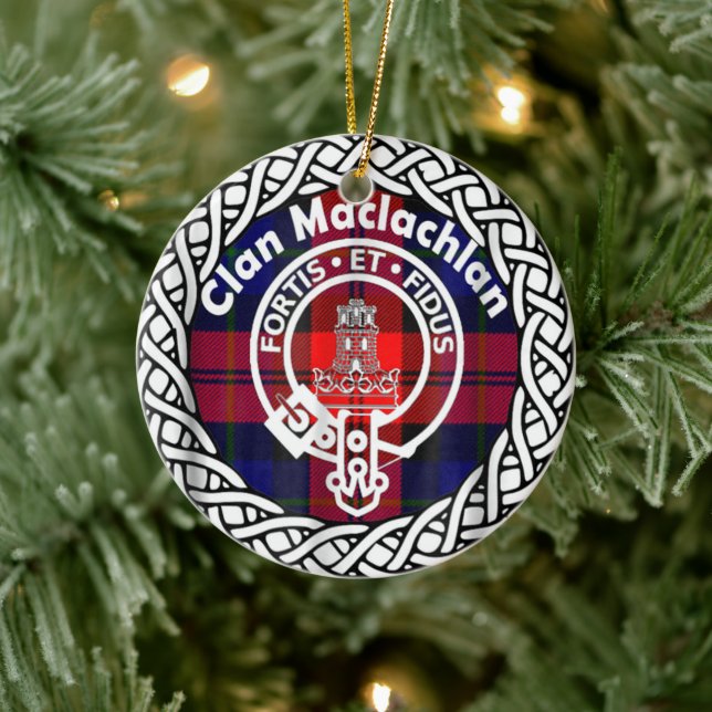 Ornamento De Cerâmica Scottish Clan Maclachlan Tartan e Crest (Árvore)