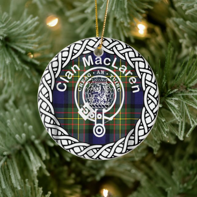 Ornamento De Cerâmica Scottish Clan MacLaren Tartan e Crest (Árvore)