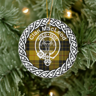 Ornamento De Cerâmica Scottish Clan MacLeod Tartan e Crest