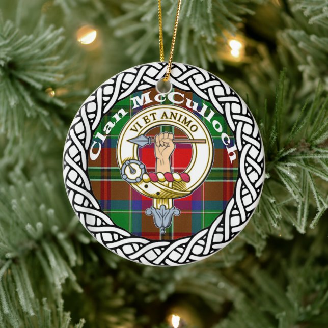 Ornamento De Cerâmica Scottish Clan McCulloch Tartan e Crest (Árvore)