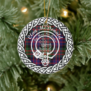 Ornamento De Cerâmica Scottish Clan McDonald Tartan e Crest