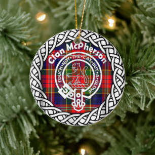 Ornamento De Cerâmica Scottish Clan McPherson Tartan e Crest
