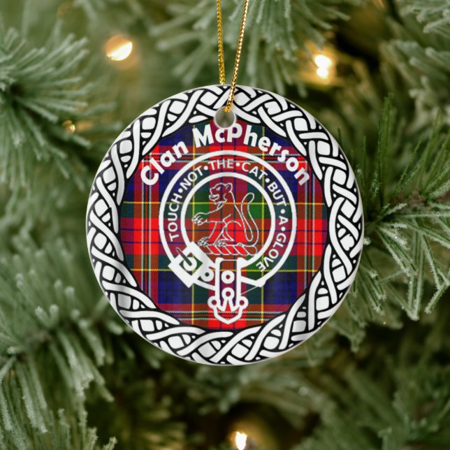 Ornamento De Cerâmica Scottish Clan McPherson Tartan e Crest (Árvore)