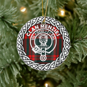 Ornamento De Cerâmica Scottish Clan Menzies Tartan e Crest
