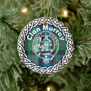 Ornamento De Cerâmica Scottish Clan Murray Tartan e Crest