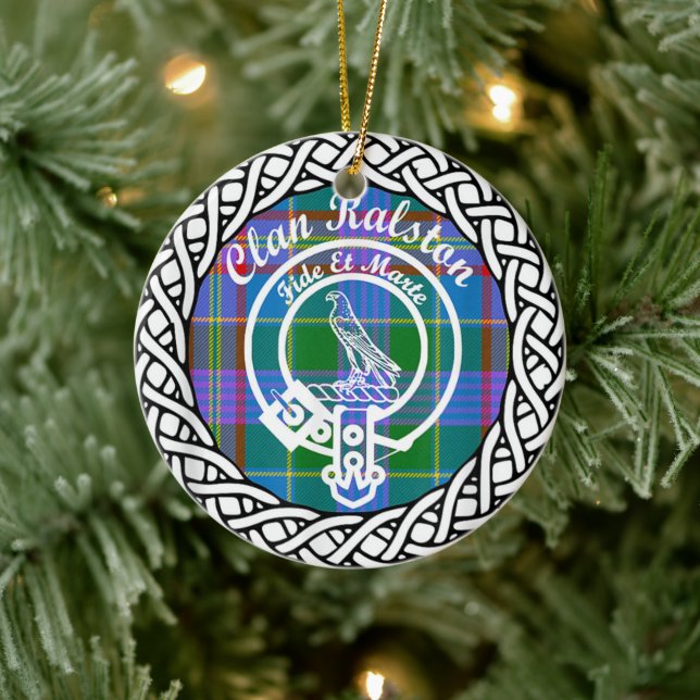Ornamento De Cerâmica Scottish Clan Ralston Tartan e Crest (Árvore)