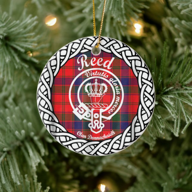Ornamento De Cerâmica Scottish Clan Reed Tartan e Crest (Árvore)