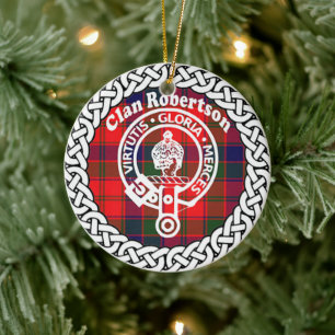 Ornamento De Cerâmica Scottish Clan Robertson Tartan e Crest