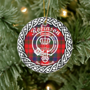 Ornamento De Cerâmica Scottish Clan Robinson Tartan e Crest