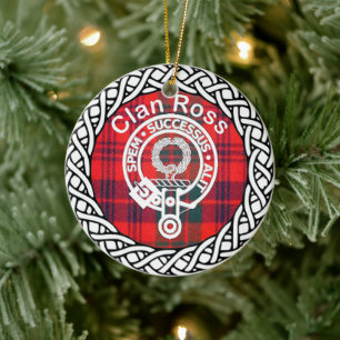 Ornamento De Cerâmica Scottish Clan Ross Tartan e Crest