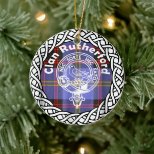 Ornamento De Cerâmica Scottish Clan Rutherford Tartan e Crest