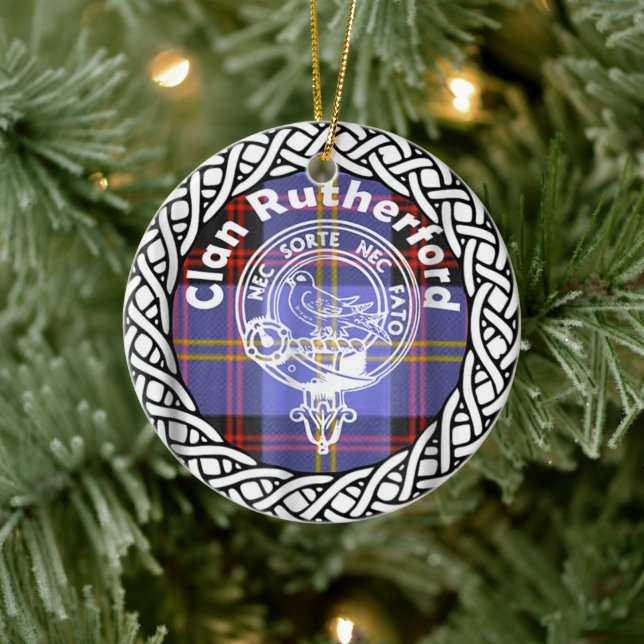 Ornamento De Cerâmica Scottish Clan Rutherford Tartan e Crest (Árvore)
