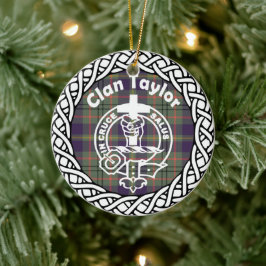 Ornamento De Cerâmica Scottish Clan Taylor Tartan e Crest