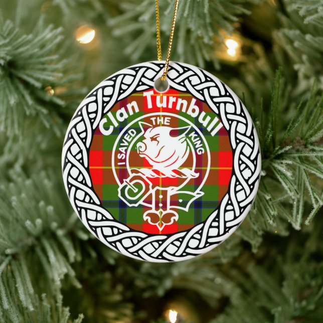 Ornamento De Cerâmica Scottish Clan Turnbull Tartan e Crest (Árvore)