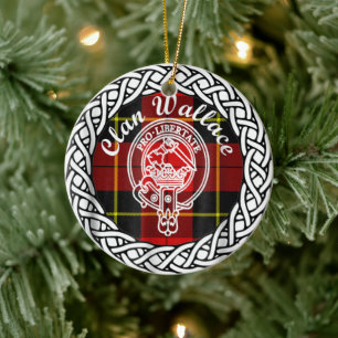 Ornamento De Cerâmica Scottish Clan Wallace Tartan e Crest