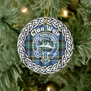 Ornamento De Cerâmica Scottish Clan Weir Tartan e Crest