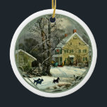 Ornamento De Cerâmica Scottish Terrier Old Fashiated Winter<br><div class="desc">Morto e acolhendo a Scottish Terrier design criada do meu trabalho artístico original e de uma pintura dos anos 1850 por George H. Durrie disponível em roupas, novidades e presentes para si mesmo, ou para aquela especial Scottish Terrier que você conhece! Quer um produto diferente? Basta ir para a página...</div>