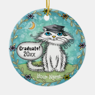 Ornamento De Cerâmica Scraggles Ornament de graduação de gatos