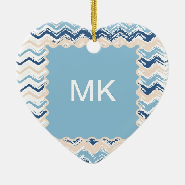 Ornamento De Cerâmica Scribble ZigZag na costa (Frente)