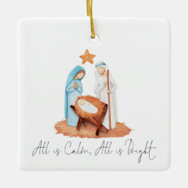 Ornamento De Cerâmica Script de Cena de Natividade Tudo é Natal Calmo