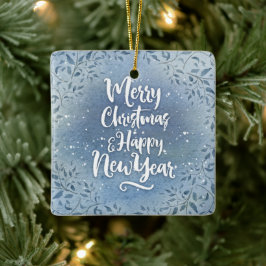 Ornamento De Cerâmica Script de Data de Personalização de Natal
