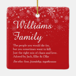 Ornamento De Cerâmica Script Elegante de Definição de Família Feliz Nata