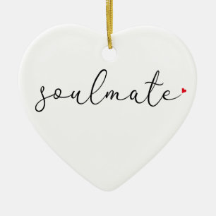 Ornamento De Cerâmica Script Love Heart Soulmate Definition