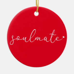 Ornamento De Cerâmica Script Love Heart Soulmate Definition