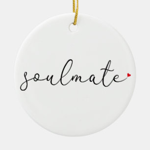 Ornamento De Cerâmica Script Love Heart Soulmate Definition