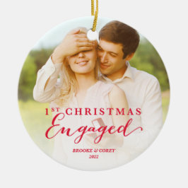 Ornamento De Cerâmica Script Primeiro Natal Envolvido Foto de Feriado